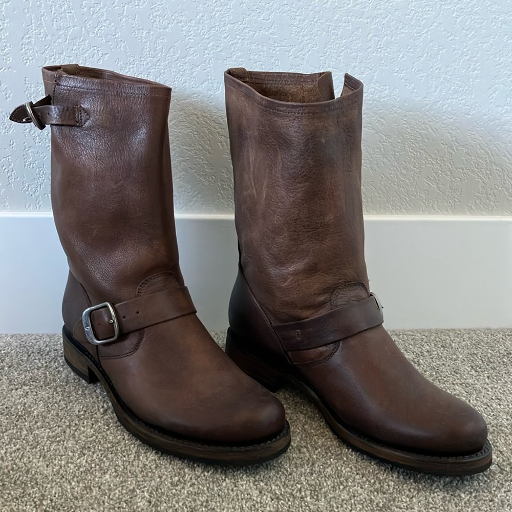 Frye Veronica Brown Boots with Leather Straps
